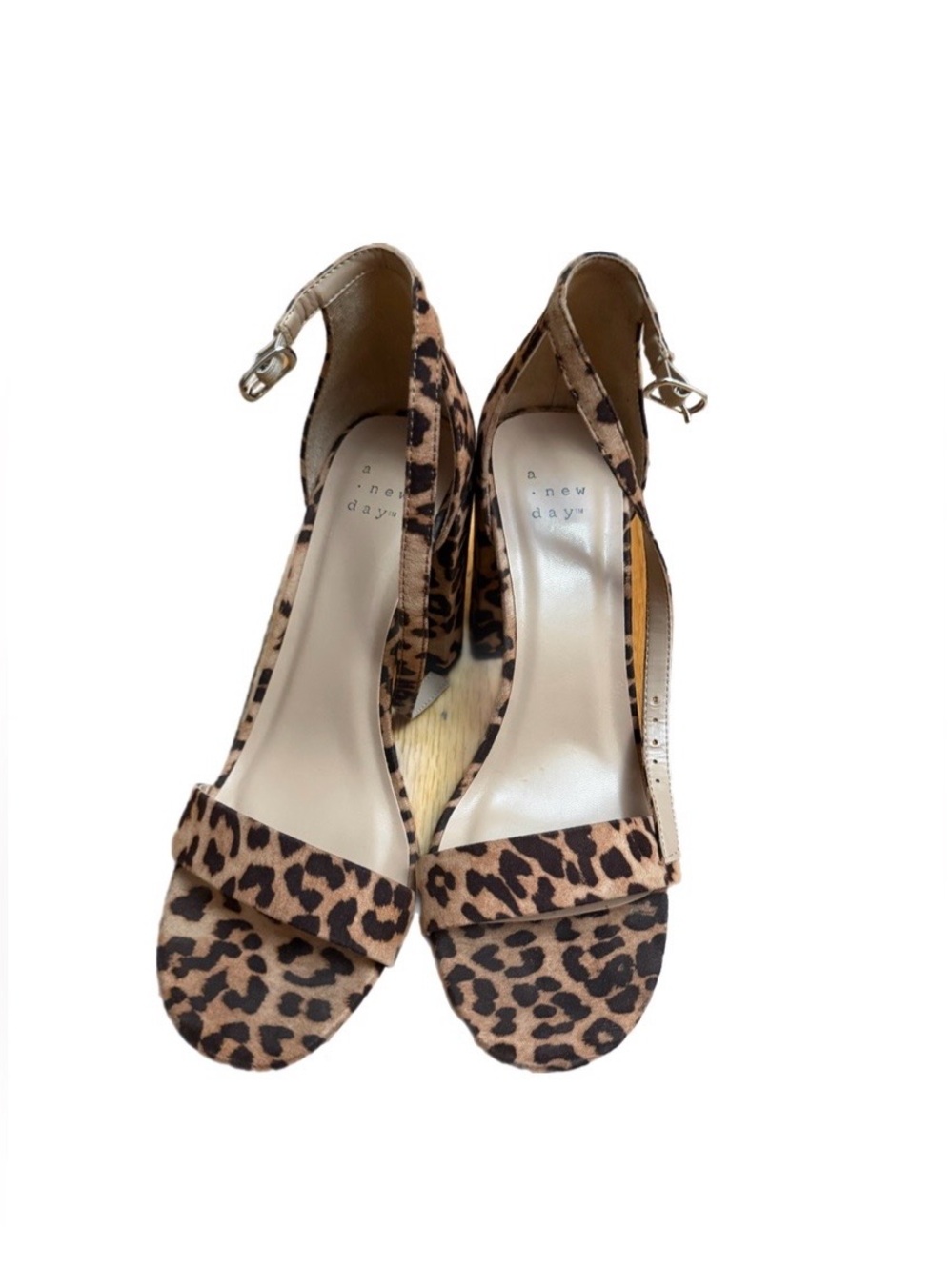 a new day Leopard Print Ankle-Strap Block Heels - Brown/Black